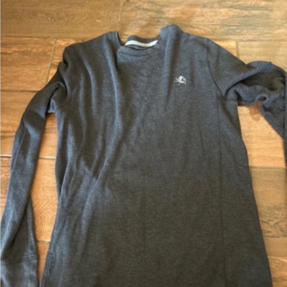 Express Men's Dark Charcoal Crewneck Long Sleeve Shirt